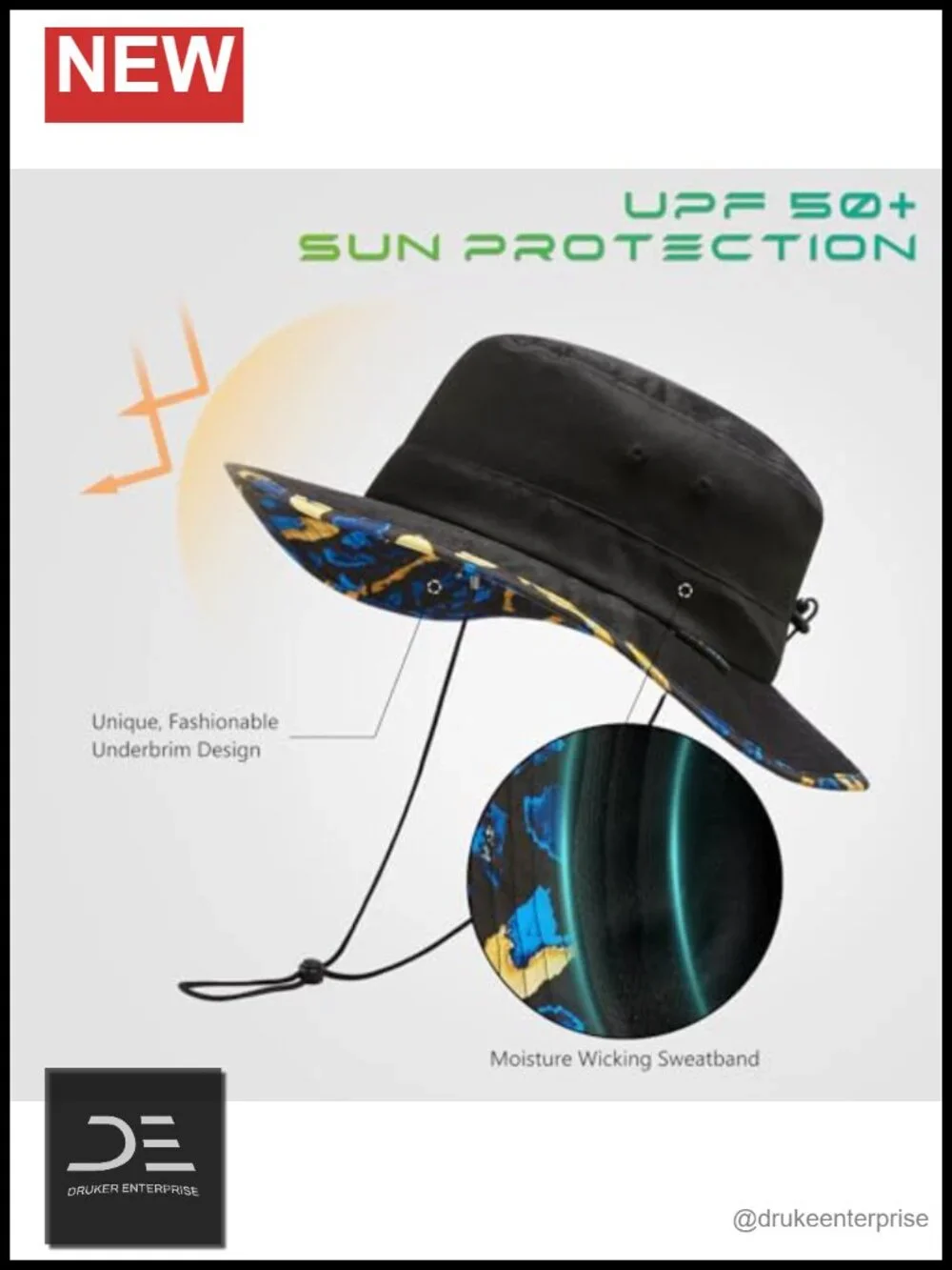UPF 50+ Foldable Sun Hat Bucket Hat for Hiking Fishing Beach Outdoor